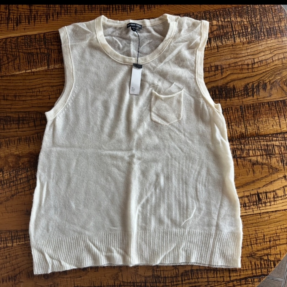 james perse 100% cashmere tank sleevless cream size 3